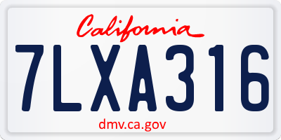 CA license plate 7LXA316