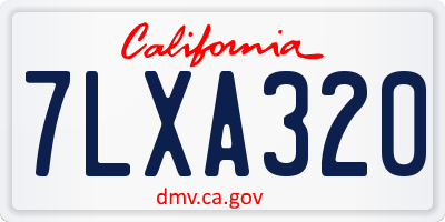 CA license plate 7LXA320