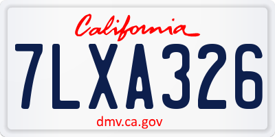 CA license plate 7LXA326