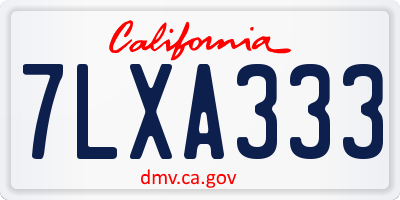 CA license plate 7LXA333