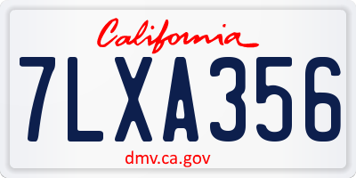 CA license plate 7LXA356