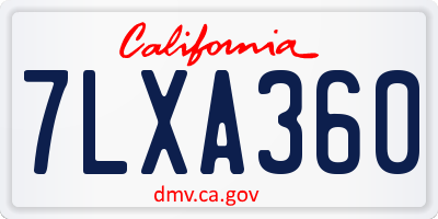CA license plate 7LXA360