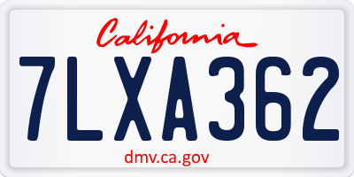 CA license plate 7LXA362