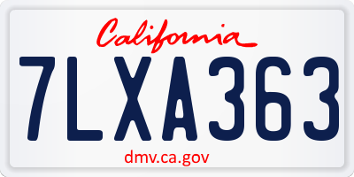 CA license plate 7LXA363