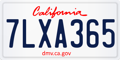 CA license plate 7LXA365