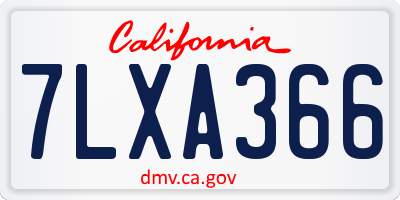 CA license plate 7LXA366