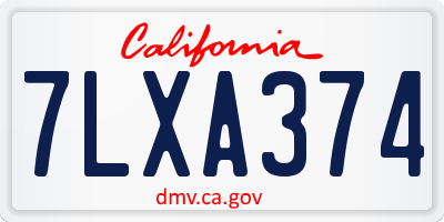 CA license plate 7LXA374