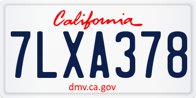 CA license plate 7LXA378