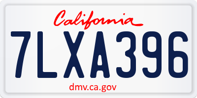 CA license plate 7LXA396