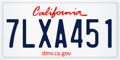 CA license plate 7LXA451