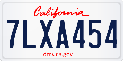 CA license plate 7LXA454