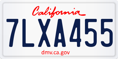 CA license plate 7LXA455