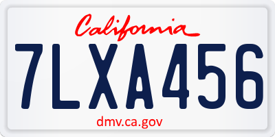 CA license plate 7LXA456