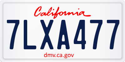 CA license plate 7LXA477