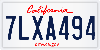 CA license plate 7LXA494