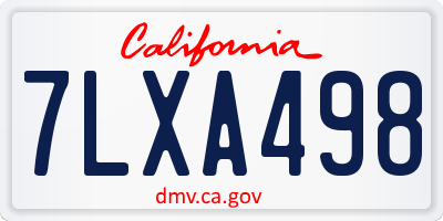 CA license plate 7LXA498