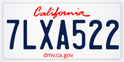 CA license plate 7LXA522
