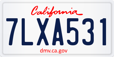 CA license plate 7LXA531
