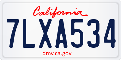 CA license plate 7LXA534