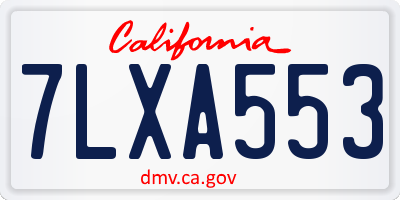 CA license plate 7LXA553