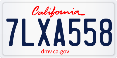 CA license plate 7LXA558