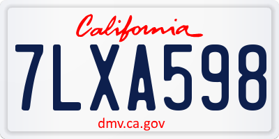 CA license plate 7LXA598