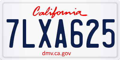 CA license plate 7LXA625