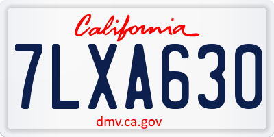 CA license plate 7LXA630