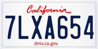 CA license plate 7LXA654