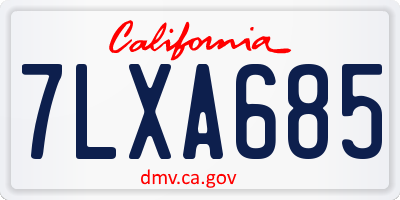 CA license plate 7LXA685