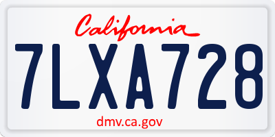 CA license plate 7LXA728