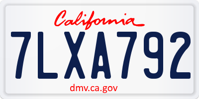 CA license plate 7LXA792