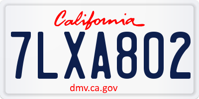CA license plate 7LXA802