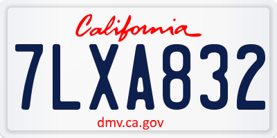 CA license plate 7LXA832