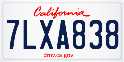 CA license plate 7LXA838
