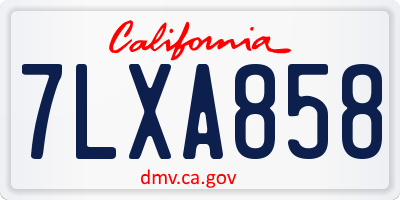 CA license plate 7LXA858