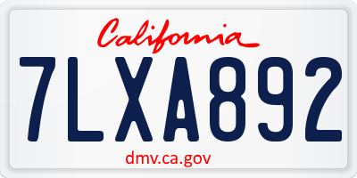 CA license plate 7LXA892
