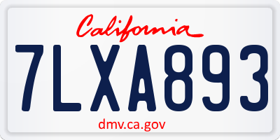 CA license plate 7LXA893