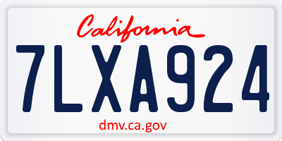 CA license plate 7LXA924