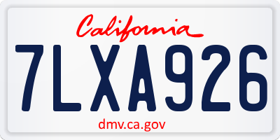 CA license plate 7LXA926