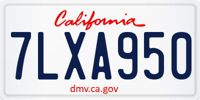 CA license plate 7LXA950