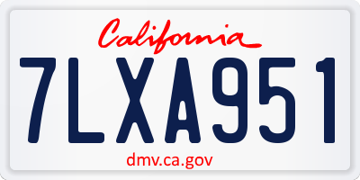 CA license plate 7LXA951