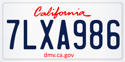CA license plate 7LXA986