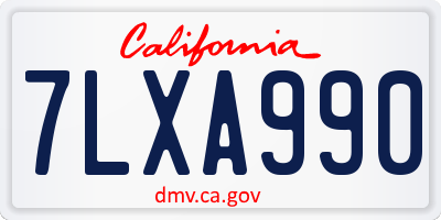 CA license plate 7LXA990