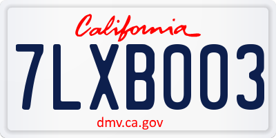 CA license plate 7LXB003