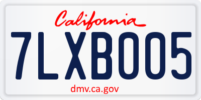 CA license plate 7LXB005