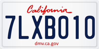CA license plate 7LXB010