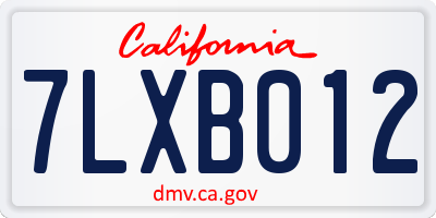 CA license plate 7LXB012