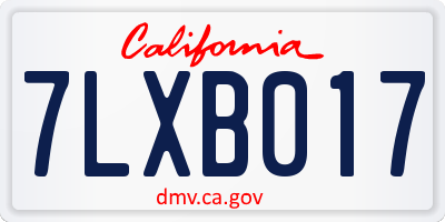 CA license plate 7LXB017
