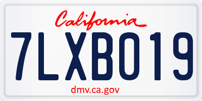 CA license plate 7LXB019